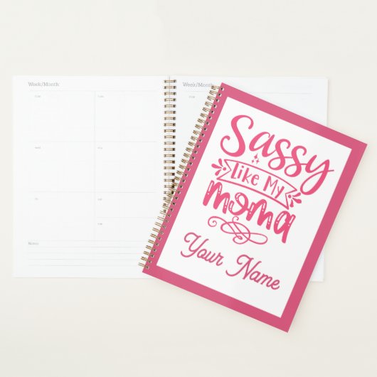 ピンクのオーダーメイド"Sassy Moma" プランナー手帳 (ディスプレー)