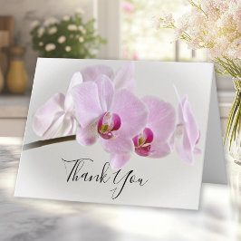 ピンクのオーチッドの花の葬儀お悔やみ感謝カード サンキューカード