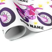 ピンクのオートバイ及びカスタムメッセージのラッピング紙 ラッピングペーパー (ロールコーナー)