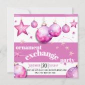 ピンクのオーナメントとボーブルと星パーティー シーズンカード (正面)