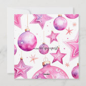 ピンクのオーナメントとボーブルと星パーティー シーズンカード (裏面)