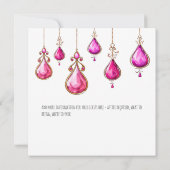 ピンクのオーナメントと金ゴールドの星と木のパーティー 招待状 (裏面)