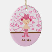 ピンクのオーナメントのかわいいベビーの女性のカーボーイ セラミックオーナメント (右)