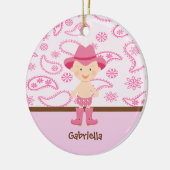 ピンクのオーナメントのかわいいベビーの女性のカーボーイ セラミックオーナメント (左)