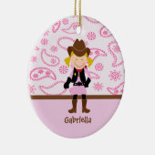 ピンクのオーナメントのかわいい女性のカーボーイ セラミックオーナメント (右)