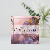 ピンクのオーナメントの背景のクリスマスの願い#11 シーズンカード (スタンド正面)