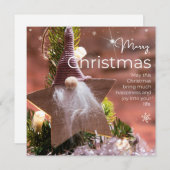 ピンクのオーナメントの背景のクリスマスの願い#2 シーズンカード (正面/裏面)