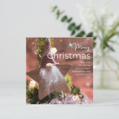 ピンクのオーナメントの背景のクリスマスの願い#2 シーズンカード (スタンド正面)