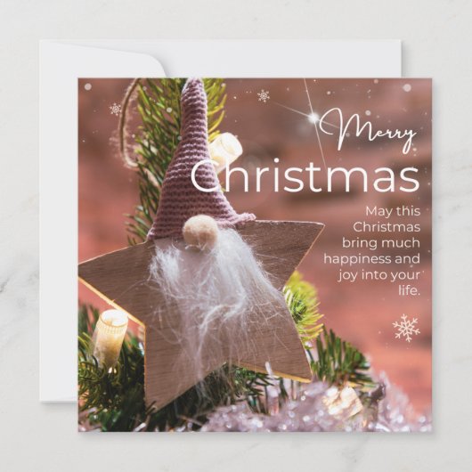 ピンクのオーナメントの背景のクリスマスの願い#2 シーズンカード (正面)