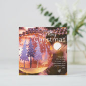 ピンクのオーナメントの背景のクリスマスの願い#3 シーズンカード (スタンド正面)