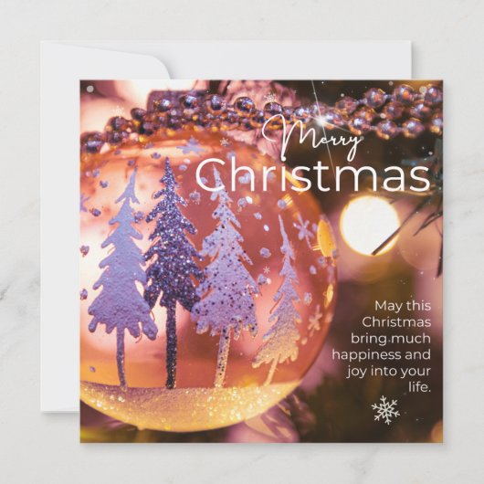 ピンクのオーナメントの背景のクリスマスの願い#3 シーズンカード (正面)