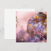 ピンクのオーナメントの背景のクリスマスの願い#4 シーズンカード (正面/裏面)