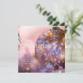 ピンクのオーナメントの背景のクリスマスの願い#4 シーズンカード (スタンド正面)