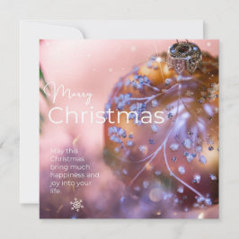ピンクのオーナメントの背景のクリスマスの願い#4 シーズンカード