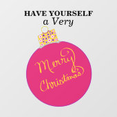 ピンクのオーナメントボール メリークリスマス ウィンドウサイン (シート)