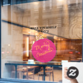 ピンクのオーナメントボール メリークリスマス ウィンドウサイン (カフェ窓)