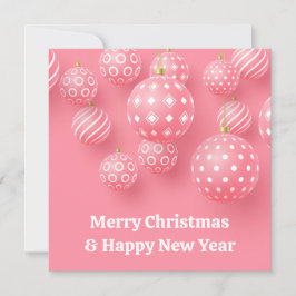ピンクのオーナメントメリークリスマスとハッピーニューイヤー シーズンカード