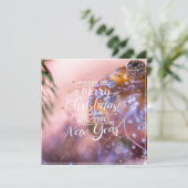 ピンクのオーナメント背景のクリスマスウィッシュ #1 シーズンカード (スタンド正面)