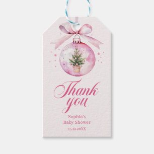ピンクのオーナメント クリスマス ベビーシャワー サンクユー ギフトタグ