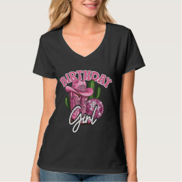 ピンクのカウガール誕生日ウエスタングラムスタイル Tシャツ