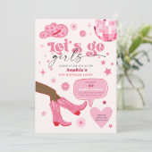 ピンクのカウガール誕生日パーティー Let's Go Girls 招待状 (スタンド正面)