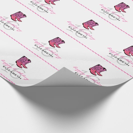 ピンクのカウボーイのブーツパーソナライズな第16誕生日 ラッピングペーパー (角)