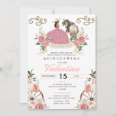 ピンクのカウボーイスタイルのマリアチ・ウェスタン・キンセアニエラ 招待状 (正面)