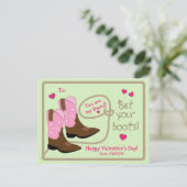 ピンクのカウボーイブーツ写真教室バレンタインデー シーズンポストカード (スタンド正面)