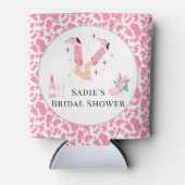 ピンクのカウボーイブーツ＆バブル ブライズシャワー 缶クーラー (正面)