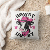 ピンクのカウボーイ鮮やかを着た牛 クッション (ブランケット)