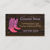 ピンクのカウボーイ・ブーツの西部のテーマ 名刺 (正面)