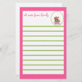 ピンクのカエルのノート紙 便箋 (正面/裏面)