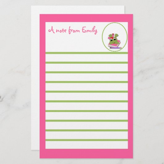 ピンクのカエルのノート紙 便箋 (正面/裏面)