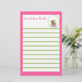 ピンクのカエルのノート紙 便箋 (スタンド正面)