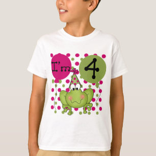 ピンクのカエルの第4誕生日のTシャツおよびギフト Tシャツ