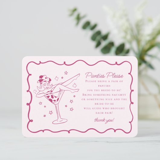 ピンクのカクテルと女性のカーボーイパンティーを挿入 エンクロージャーカード (スタンド正面)