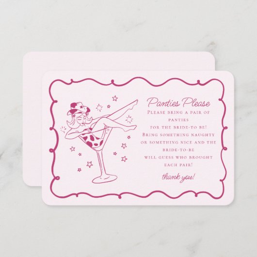 ピンクのカクテルと女性のカーボーイパンティーを挿入 エンクロージャーカード (正面/裏面)