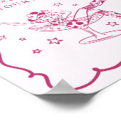 ピンクのカクテルと女性のカーボーイロデオの好意サイン ポスター (角)