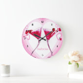 ピンクのカクテルグラスの円形の柱時計 ラージ壁時計 (ホーム)