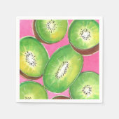 ピンクのカクテルナプキンネオングリーンとピンクのキウイ スタンダードカクテルナプキン (正面)