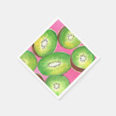 ピンクのカクテルナプキンネオングリーンとピンクのキウイ スタンダードカクテルナプキン (角)