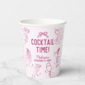 ピンクのカクテルパーティー レトロな花嫁のお別れパーティー 紙コップ (裏面)