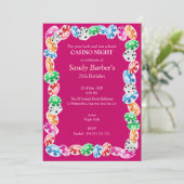 ピンクのカジノ夜誕生日のパーティの招待状 招待状 (スタンド正面)