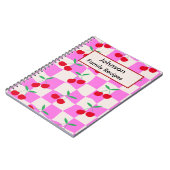 ピンクのカスタマイズされたレシピのチェック柄のチェリー ノートブック (左側)