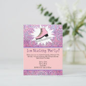 ピンクのカスタマイズアイススケートパーティー招待状 招待状 (スタンド正面)