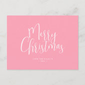 ピンクのカスタマイズ可能なクリスマスポストカード シーズンポストカード (正面)
