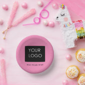 ピンクのカスタマイズ可能なビジネス追加ロゴ ペーパーボウル (パーティー)