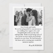 ピンクのカスタマイズ可能な写真結婚コラージュ サンキューカード (裏面)