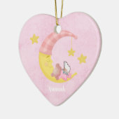 ピンクのカスタマイズ可能な女の子のベビーロスのクリスマスハート セラミックオーナメント (左)