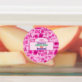 ピンクのカスタマイズ可能な新学期パターン ラベル (貼付)